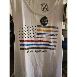 Howitzer White First Responder Flag Tank Women XL NWT CR5 No One Fights‎ Alone